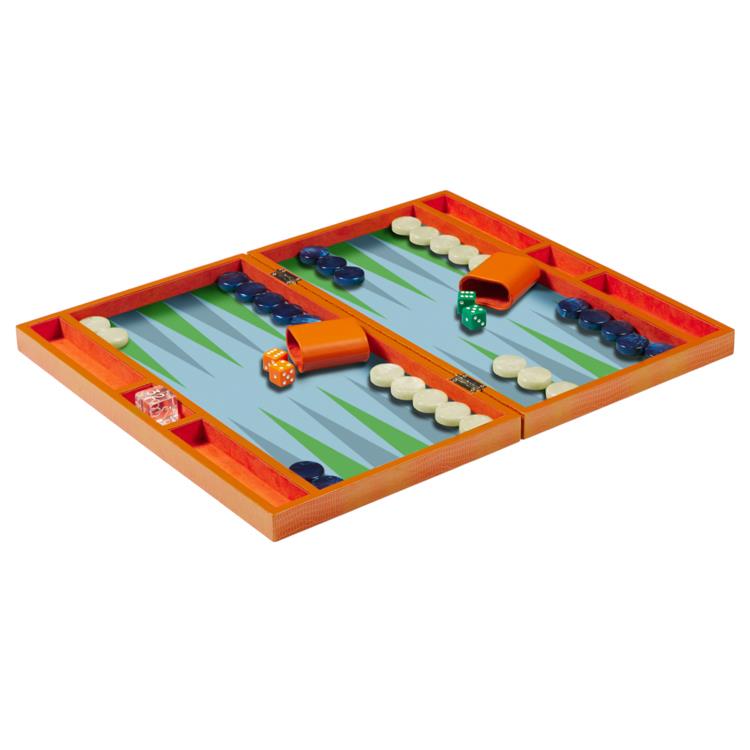 Orange Croc Lacquer Backgammon Set
