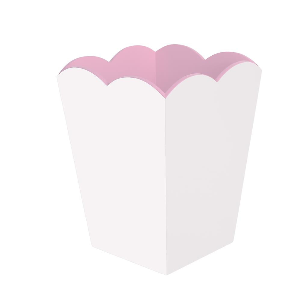 Scalloped Lacquer Bin – White & Pink