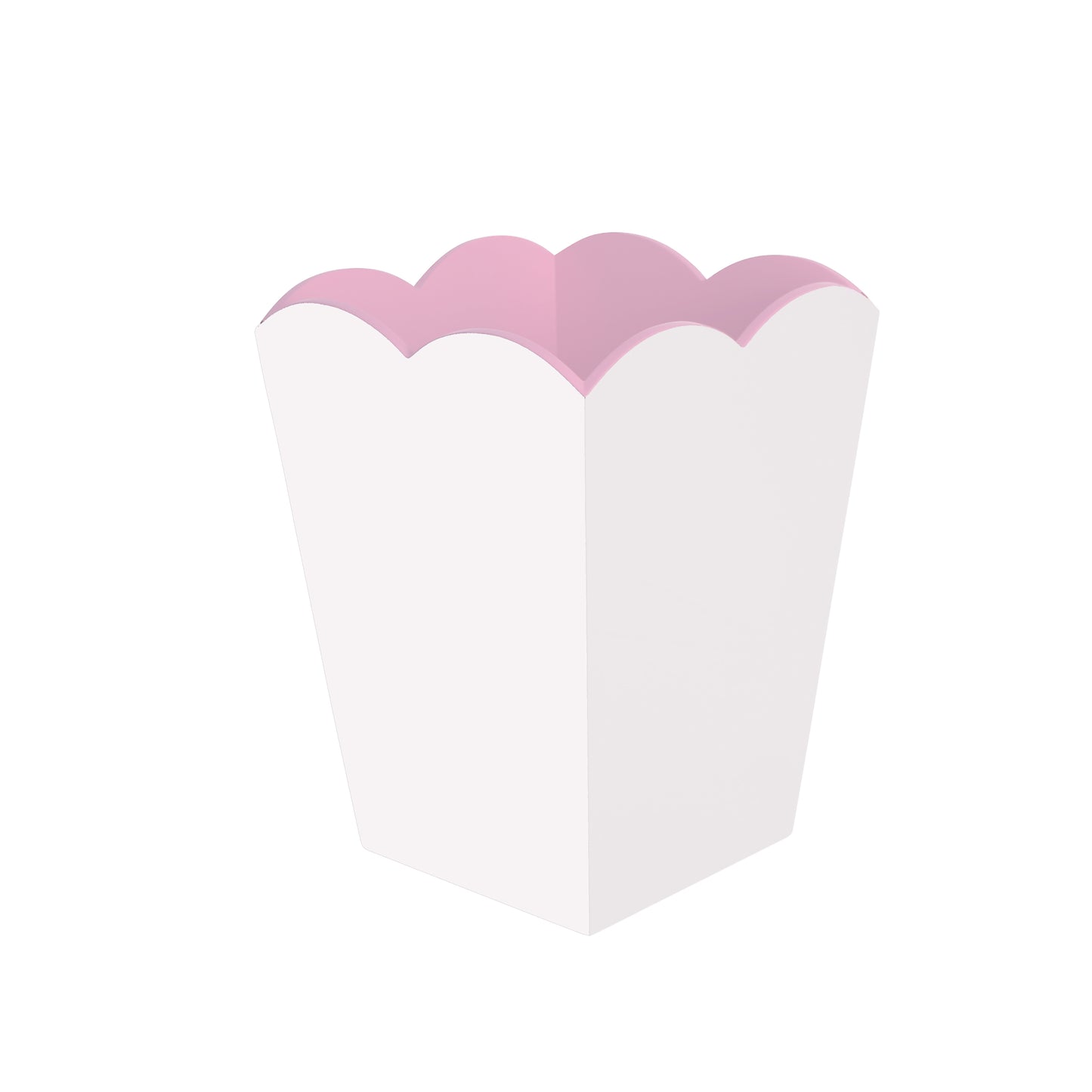 Lixeira lacada recortada – branca e rosa