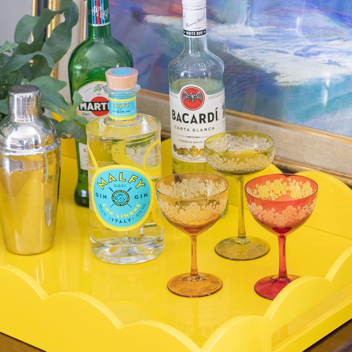 Safata de servei de vieiras lacada mitjana groga