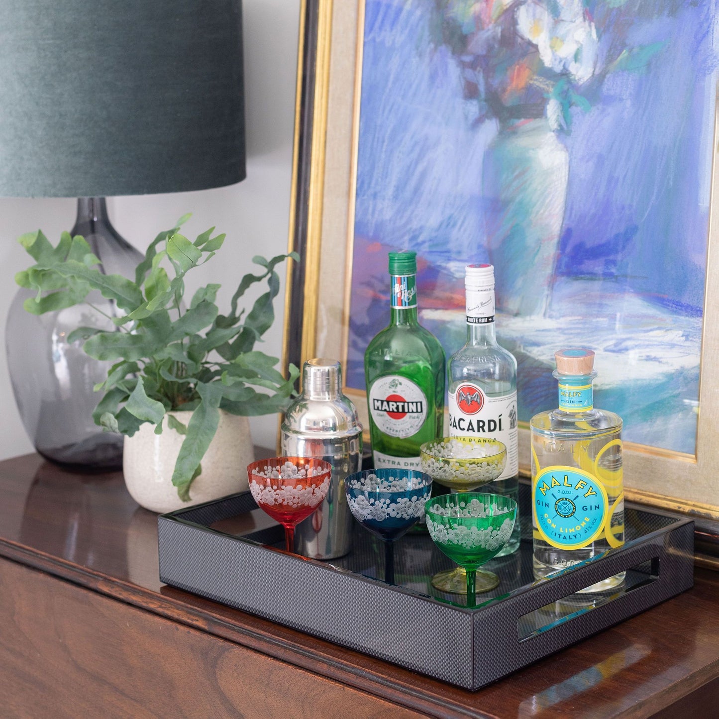 Kolfiber Mediumlackerad serveringsbricka