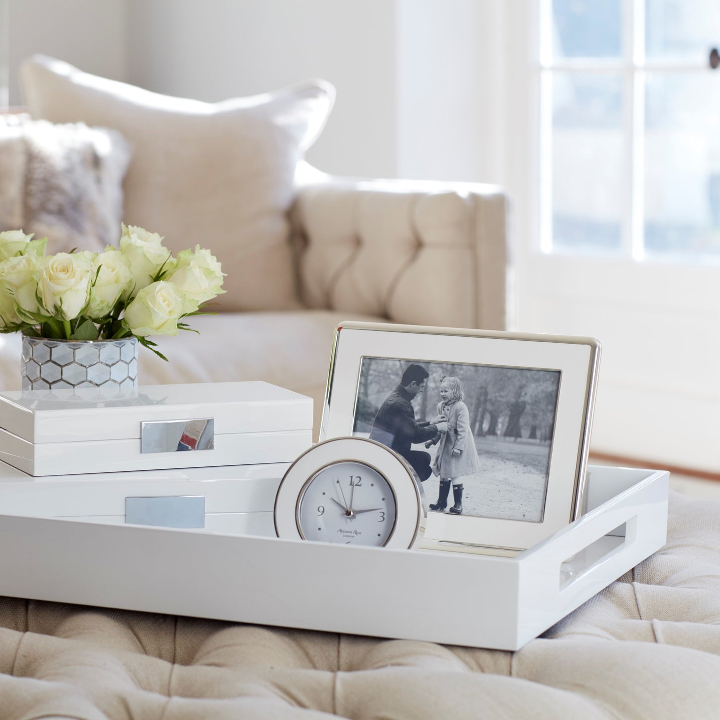 Safata otomana gran lacada blanca