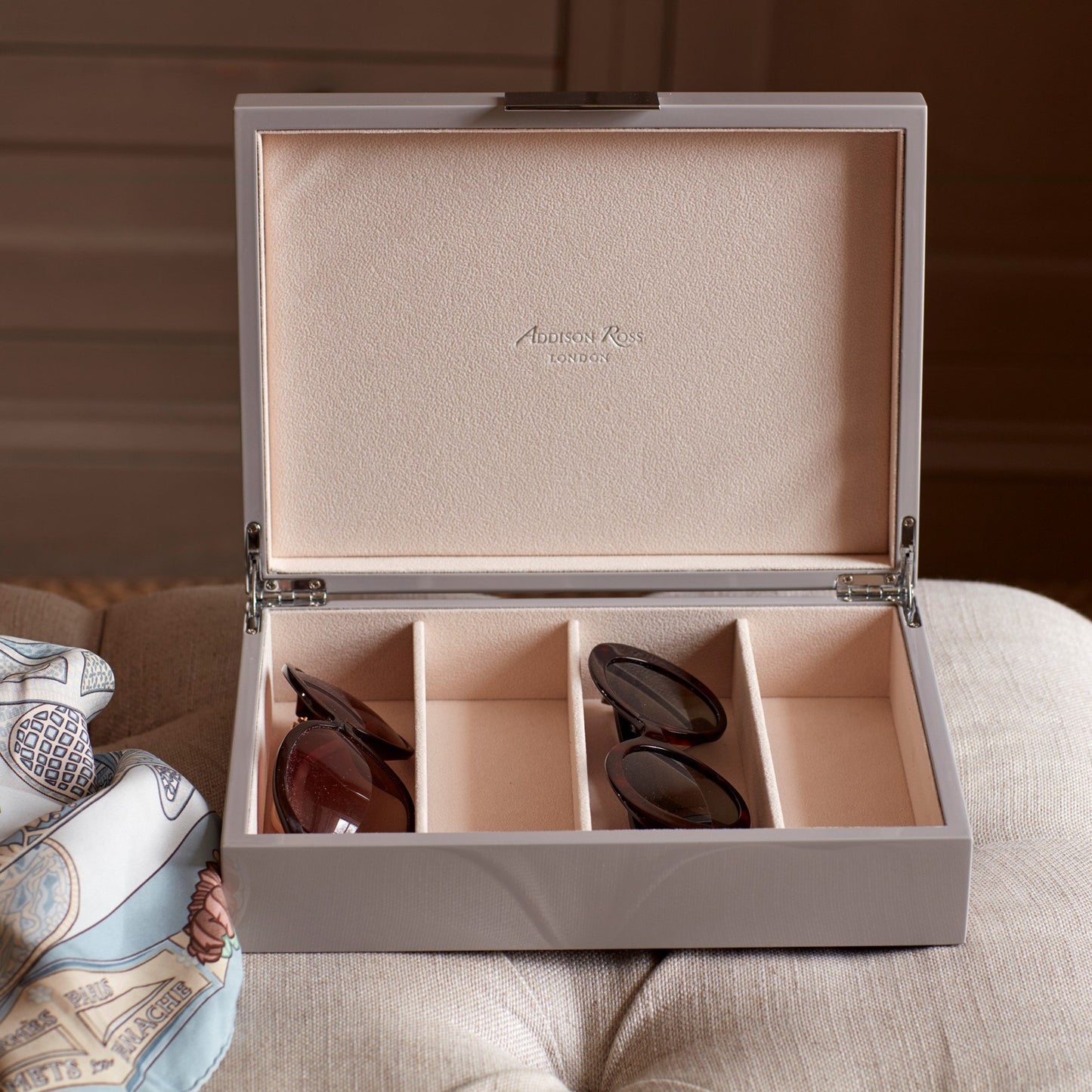 Large Chiffon Grey & Gold Glasses Box