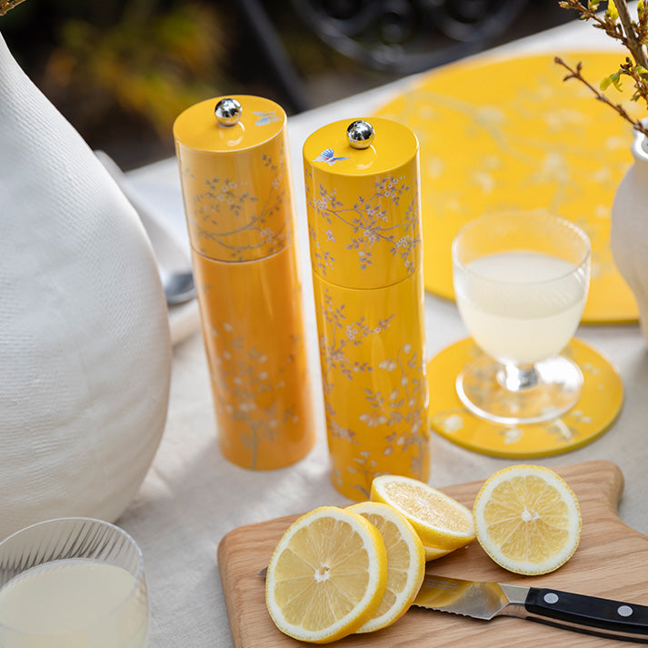 Yellow Chinoiserie Salt or Pepper Mill - Addison Ross Ltd EU