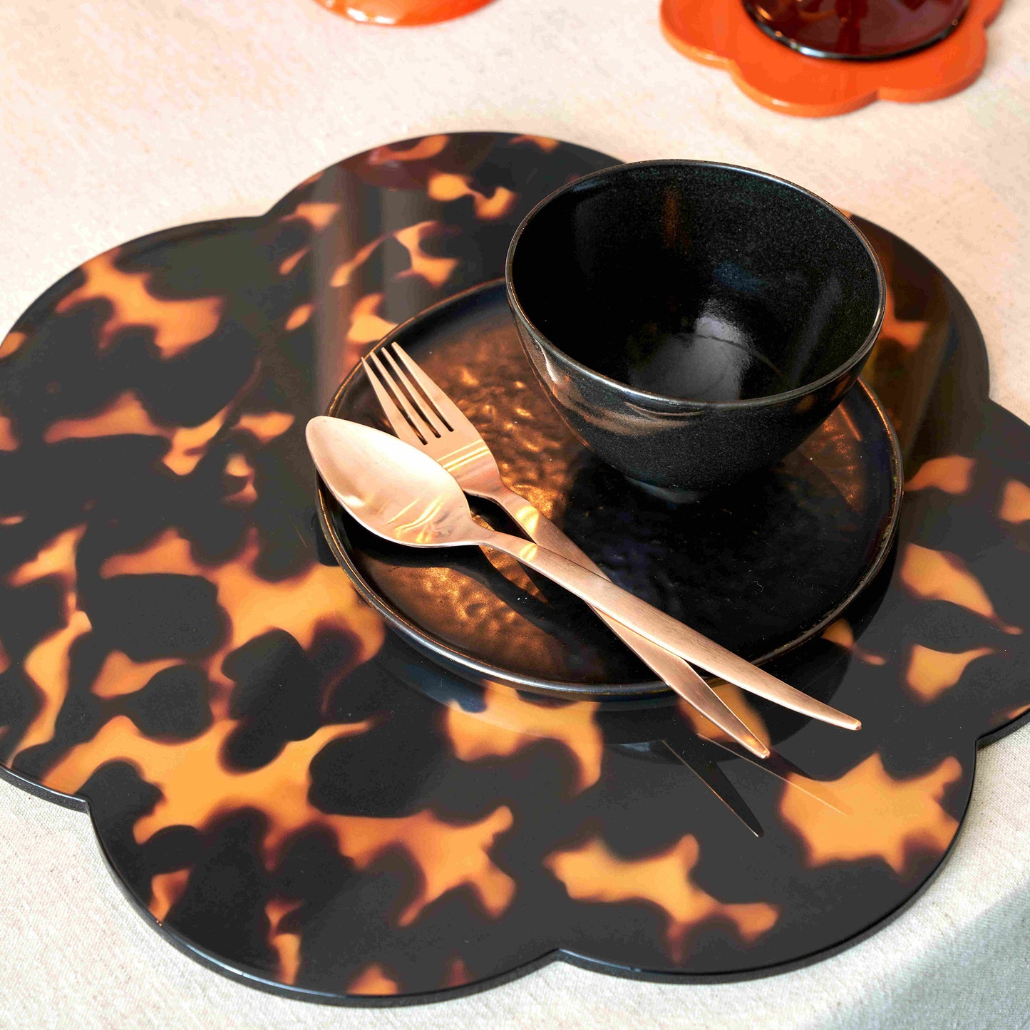 Faux Tortoiseshell Placestables - Set med 4