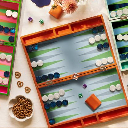 Orange Croc Lacquer Backgammon Set