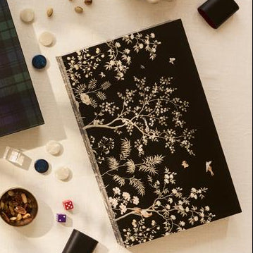 Black Chinoiserie Lacquer Backgammon Set