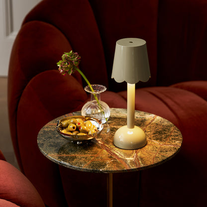 Sage Green Scallop Rechargeable LED Lamp