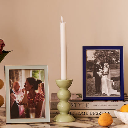 Medium Cappuccino Bobbin Candlestick - 14cm