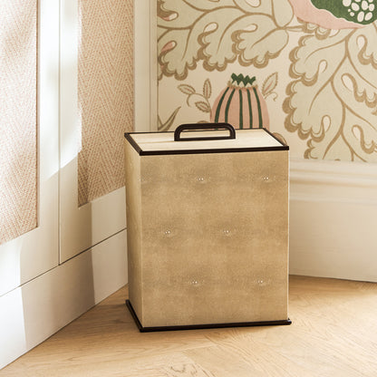 Ecru Faux Shagreen Bin