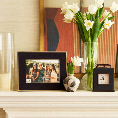 Anthracite Faux Shagreen Carriage Clock