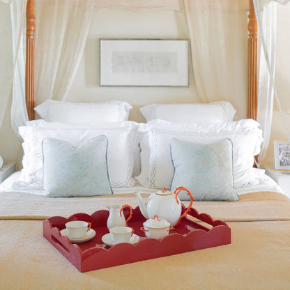 Großes lackiertes Ottoman-Tablett mit Muschelmuster in dunklem Kirschholz