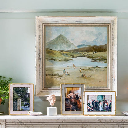 Pale Pink & Gold Bamboo Enamel Photo Frame