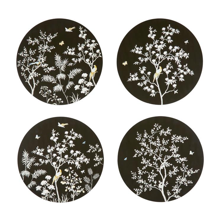 Schwarze Chinoiserie-Tischsets – 4er-Set – limitierte Auflage