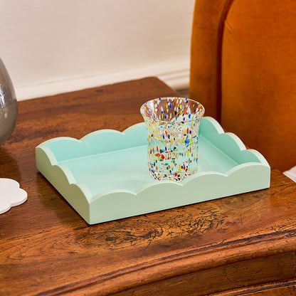 Eau De Nil Small Lacquered Scalloped Tray
