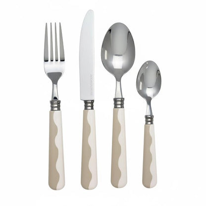 Wave Cutlery - Cappuccino & White (16‑Piece Set)
