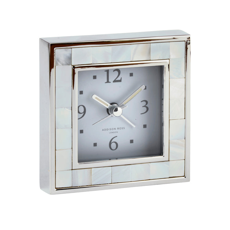 Mother of Pearl Shell & Silver Square Alarm Clock – Addison Ross Ltd EU