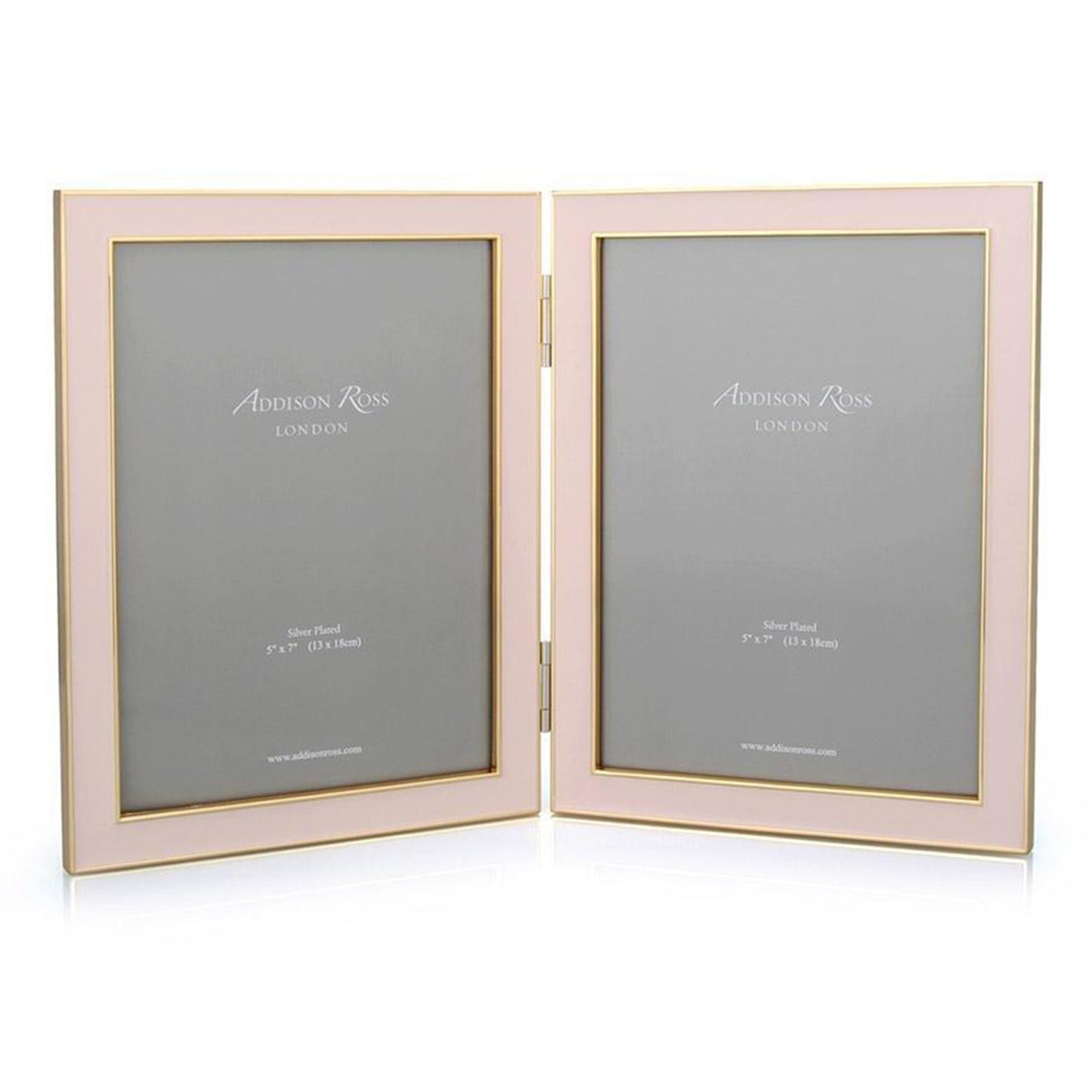 Lichtroze emaille en goud dubbel frame