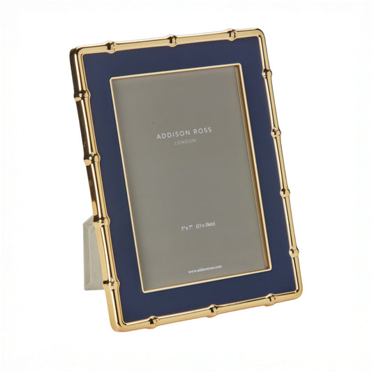 Navy & Gold Bamboo Enamel Photo Frame
