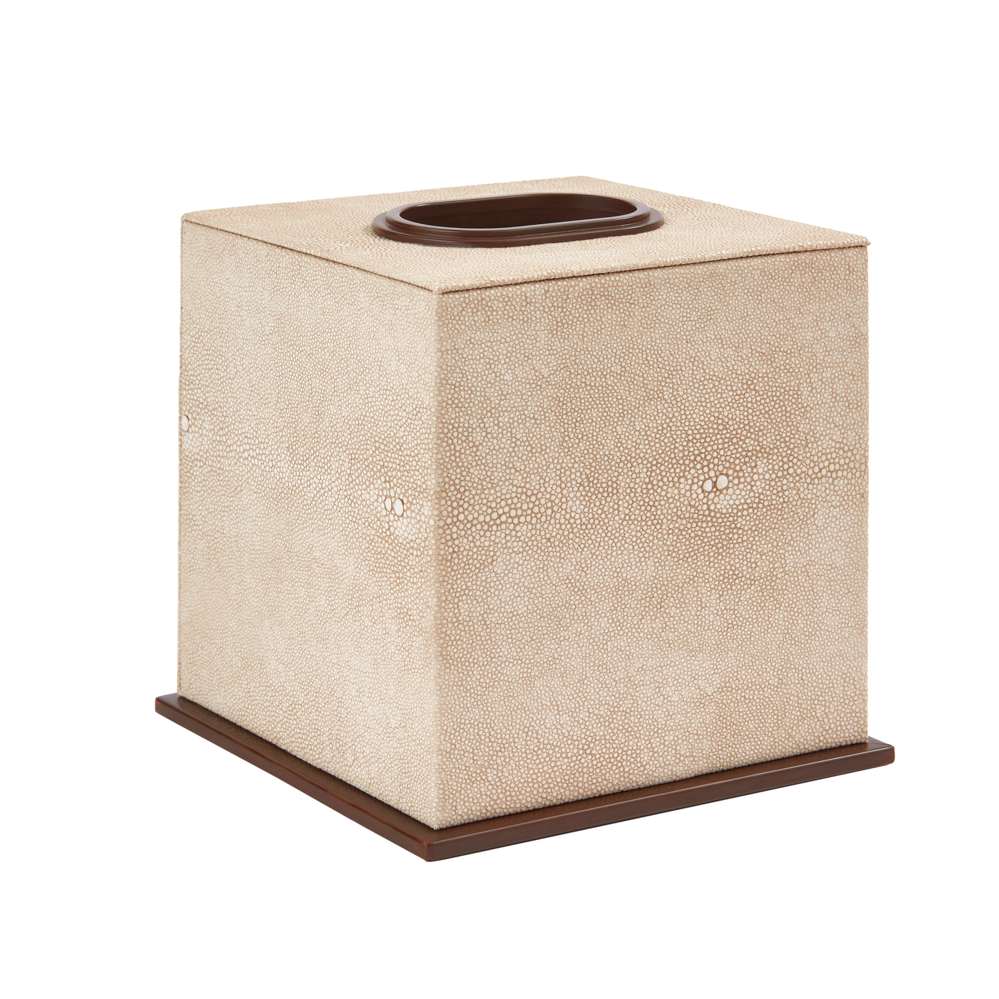 Ecrufarbene Taschentuchbox in Shagreen-Optik