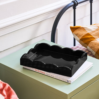 Black Small Lacquered Scalloped Tray