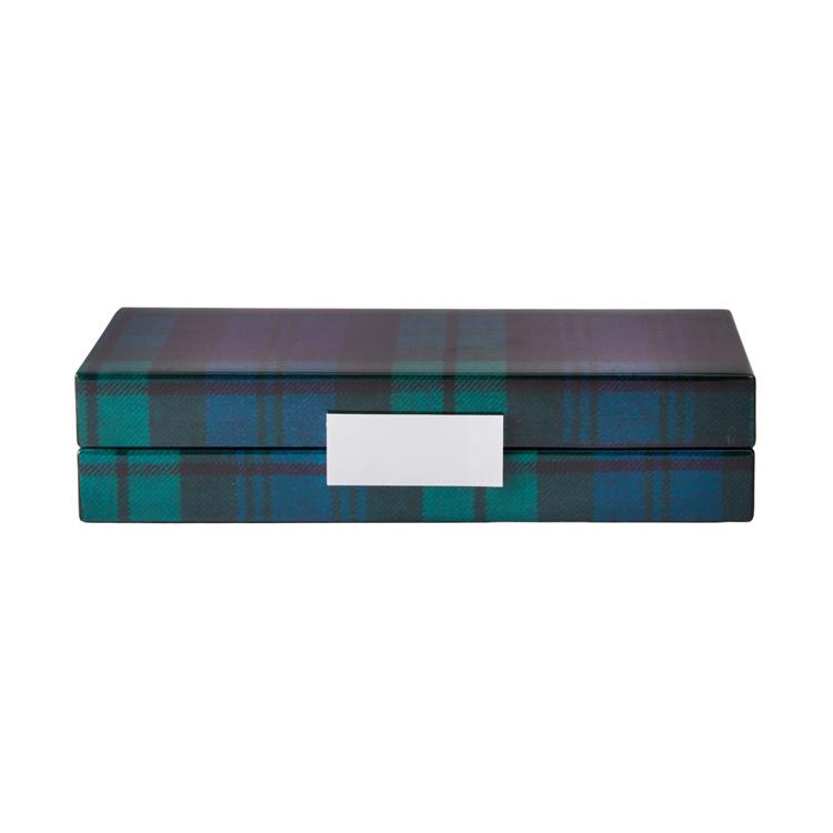 Μαύρο ρολόι Tartan Box με ασημί