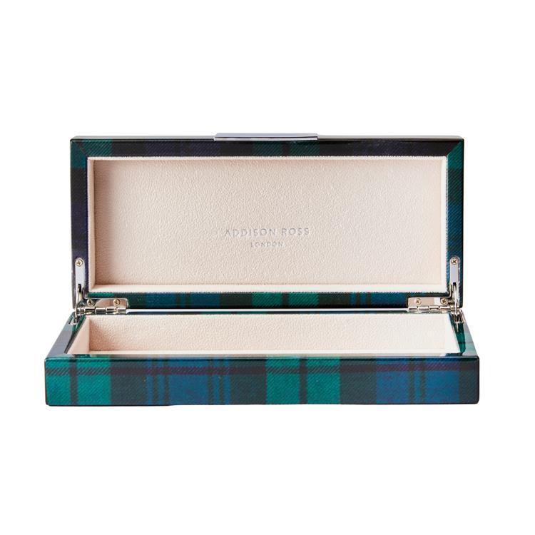 Černá hodinka Tartan Box se stříbrem