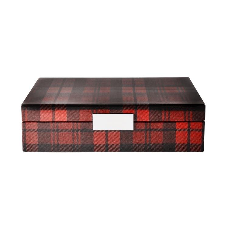 Scatola grande in tartan Ross con argento