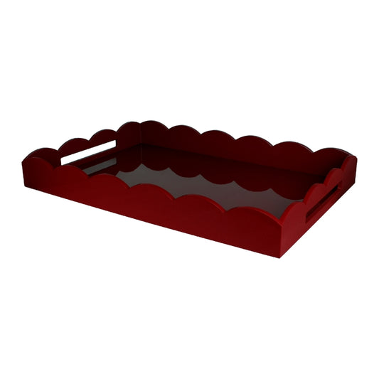 Burgundy Large Lacquered Scallop Ottoman Tray - Addison Ross Ltd UK