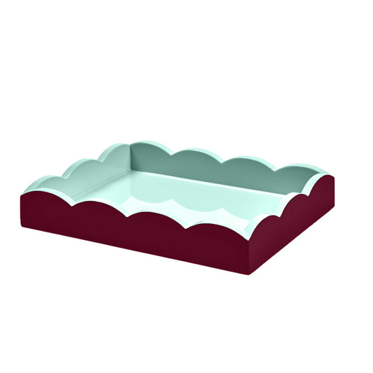 Cherry & Eau de Nil Lacquered Scallop Small Two-Tone Tray