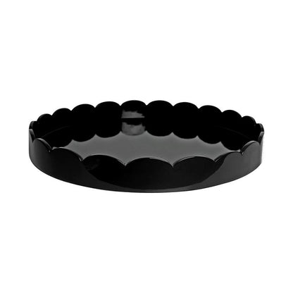 Black Round Medium Lacquered Scallop Tray