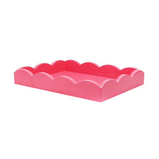 Vannmelon Rosa Liten Lakkert Scalloped Skuff