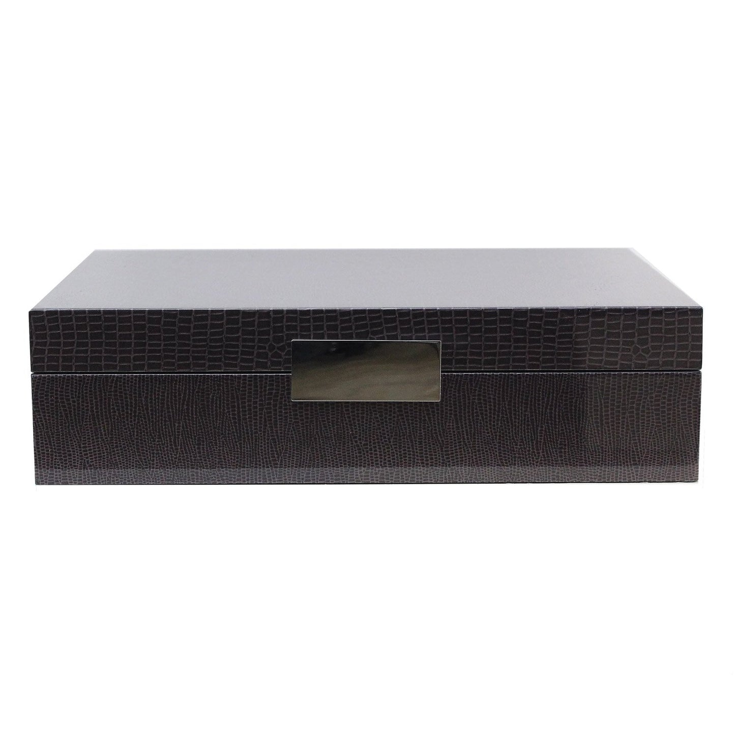 Large Brown Croc Jewellery Box with Silver