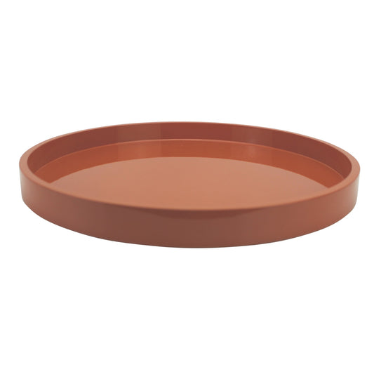 Orange Straight Sided Round Medium Lacquered Tray