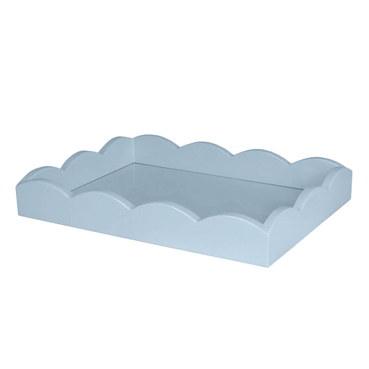 Pale Denim Small Lacquered Scalloped Tray