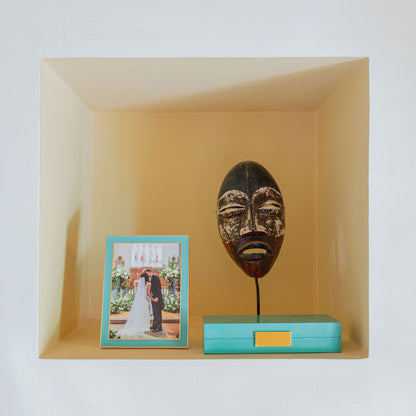 Turquoise Blue Enamel & Gold Frame