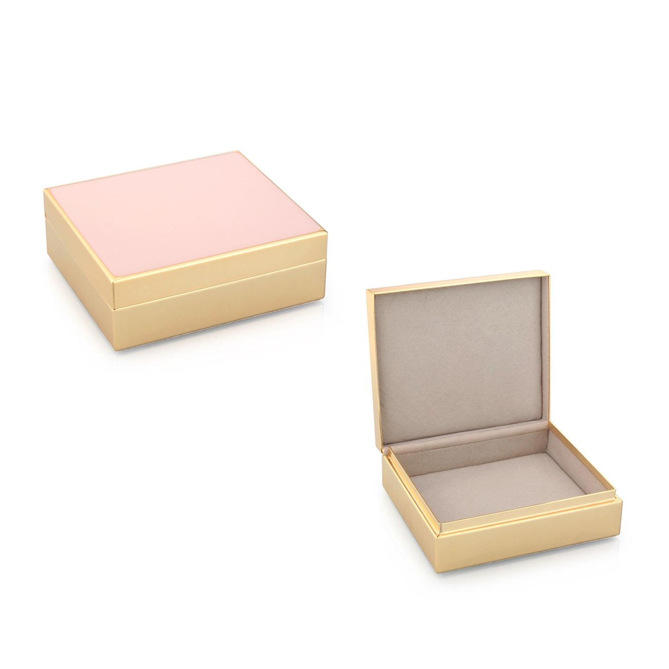 Caja dorada y esmaltada rosa pálido