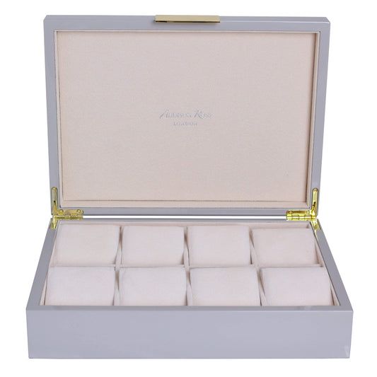 Large Chiffon Grey & Gold Watch Box