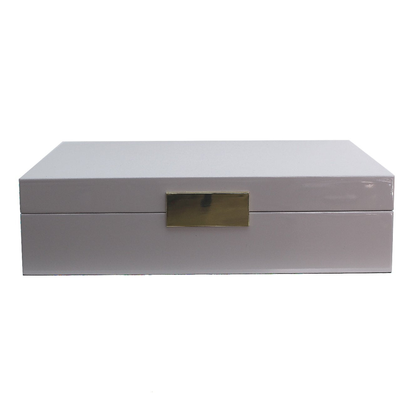 Caja para relojes grande <tc>Chifón</tc> gris y dorada