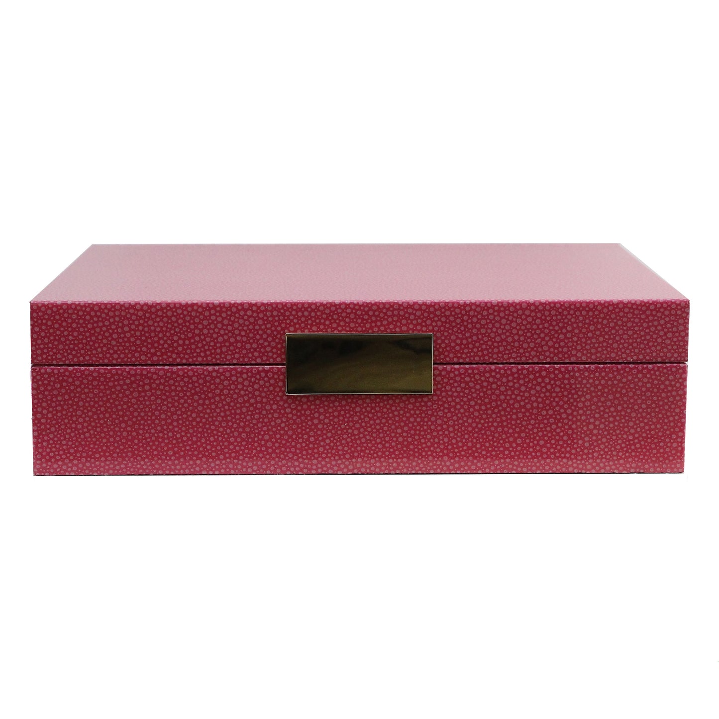 Caja grande de laca Shagreen rosa con oro