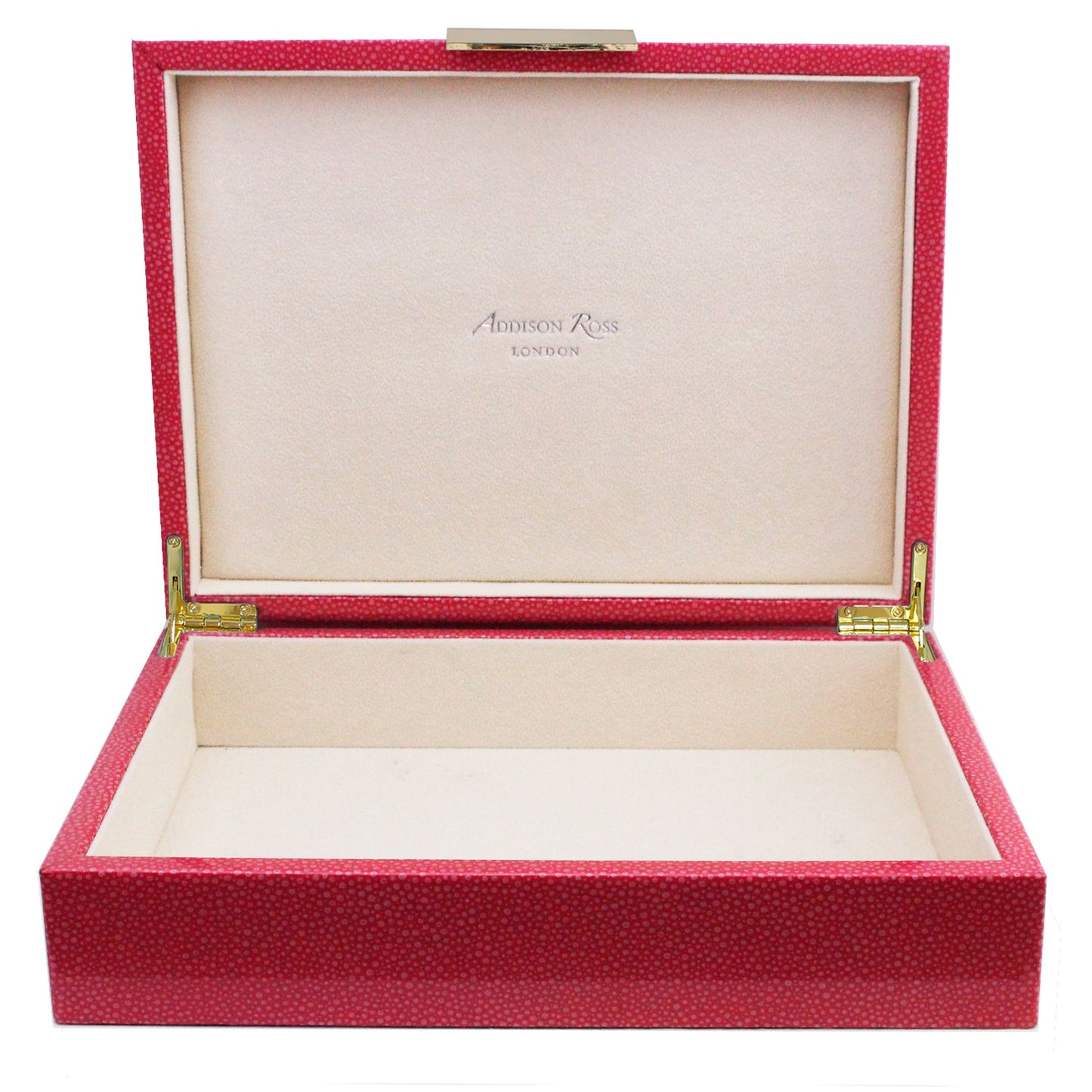 Caja grande de laca Shagreen rosa con oro