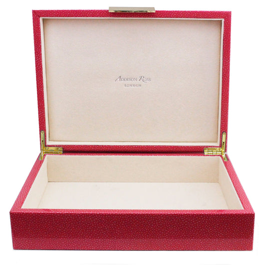 Caja grande de laca Shagreen rosa con oro