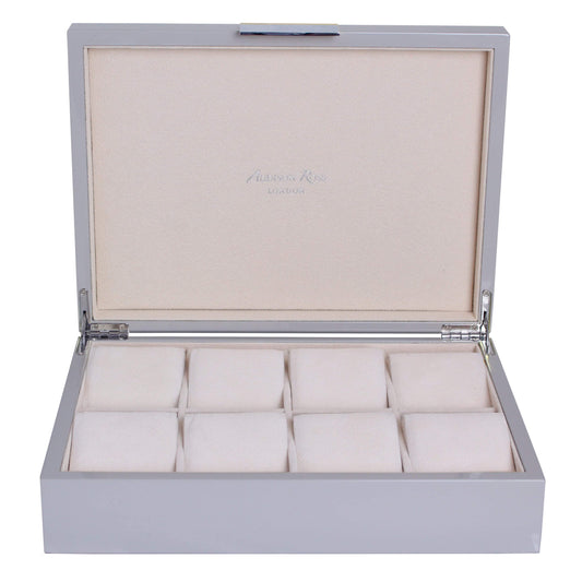 Large Chiffon Grey & Silver Watch Box