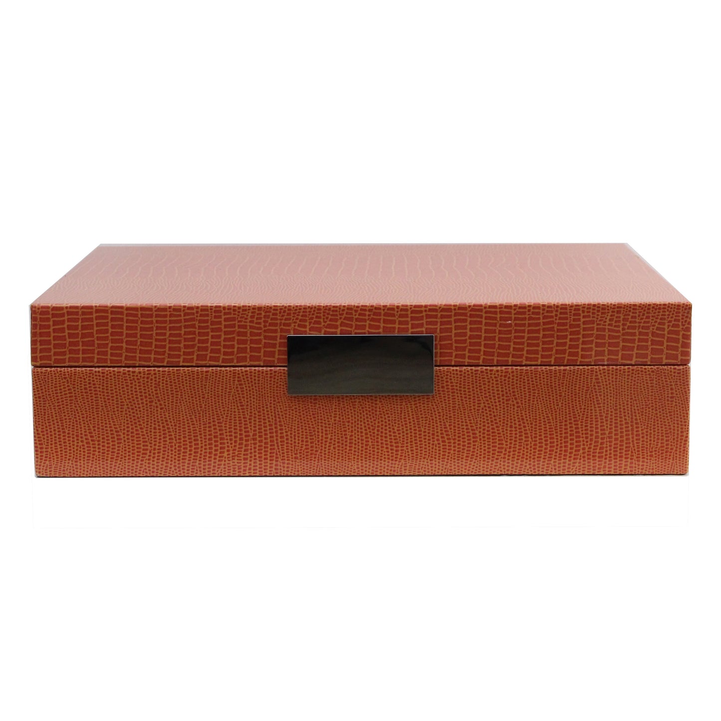 Stor Orange Croc Lack Box med Silver