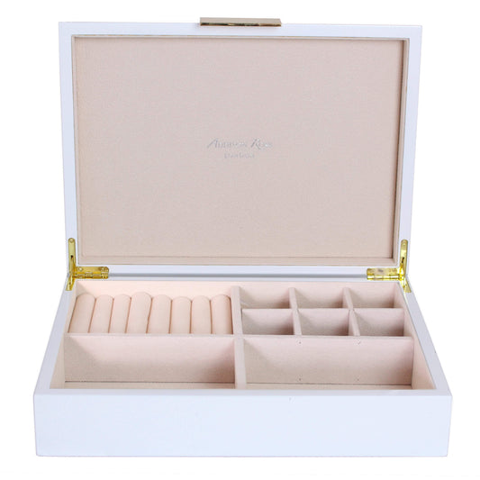 Large White Jewellery Box with Gold