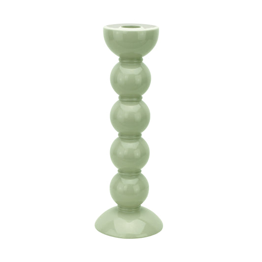 Tall Sage Bobbin Candlestick - 24cm