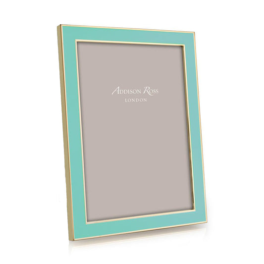 Turquoise Blue Enamel & Gold Frame