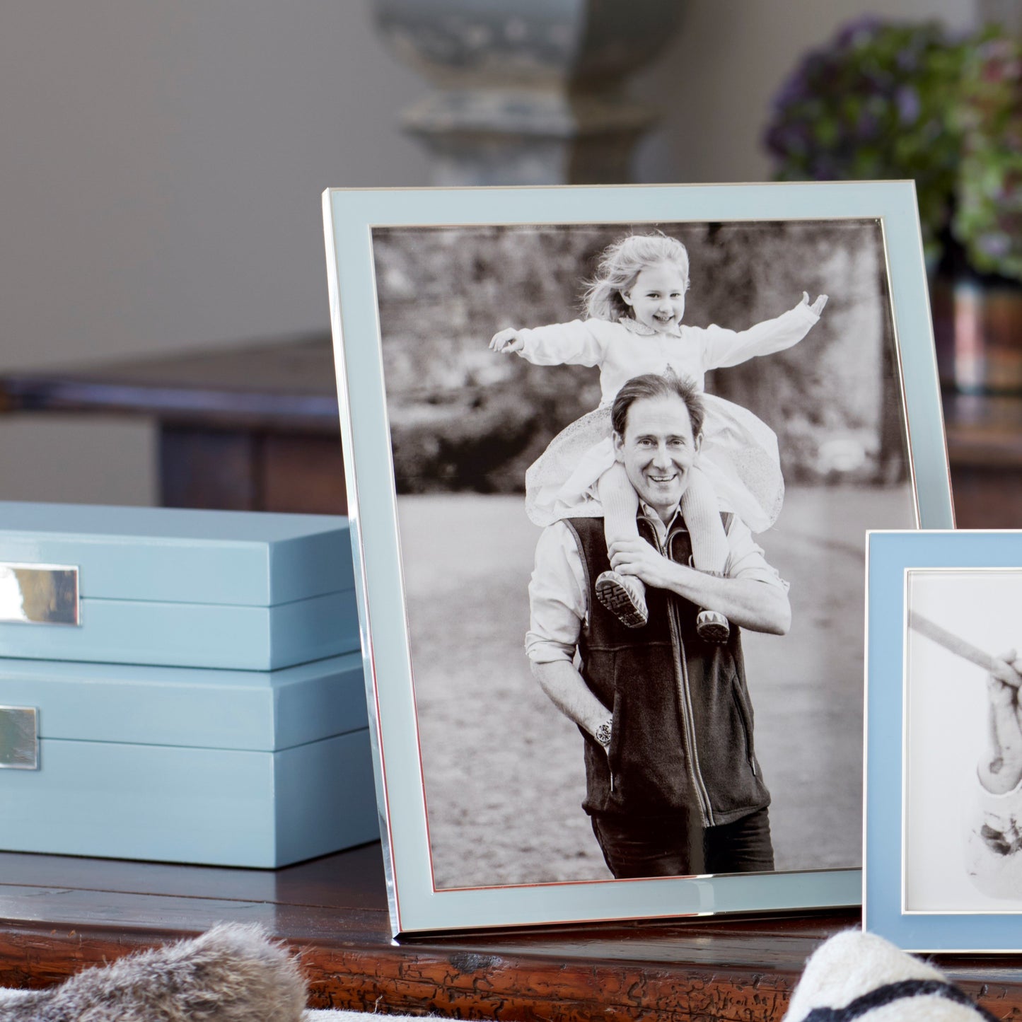 Powder Blue Enamel & Silver Frame