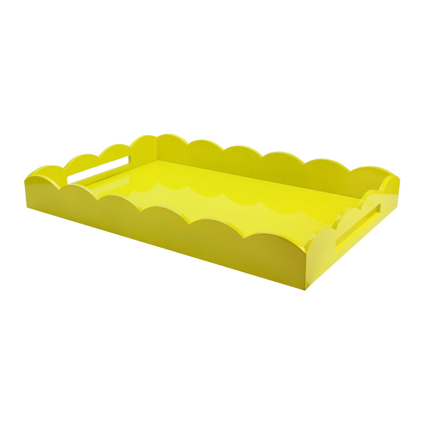 Yellow Large Lacquered Scallop Ottoman Tray