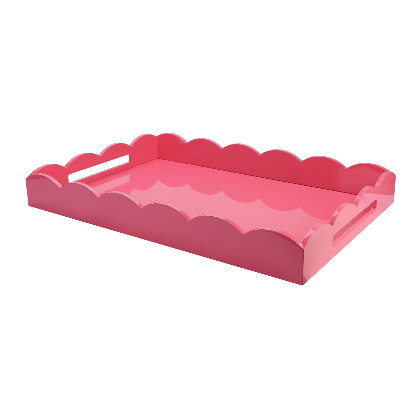 Pink Large Lacquered Scallop Ottoman Tray